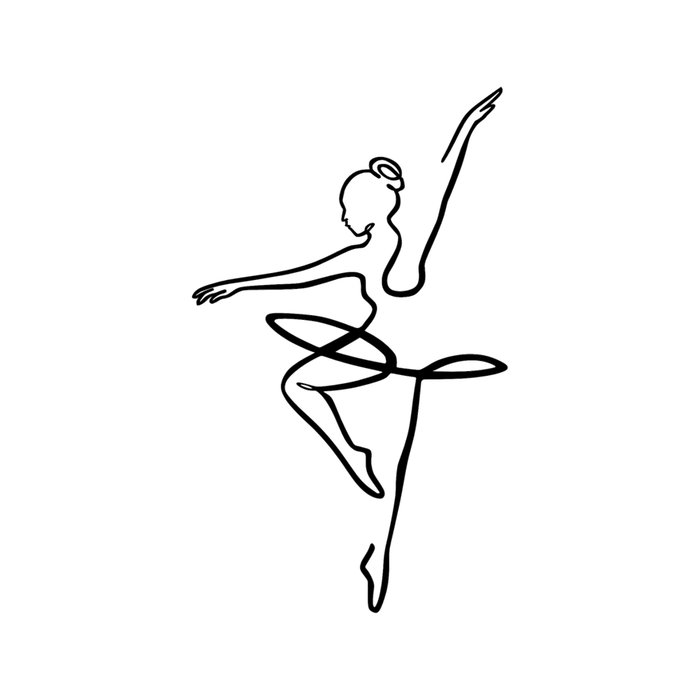 Wallity Ballerina 1 - Escultura de pared de metal negro